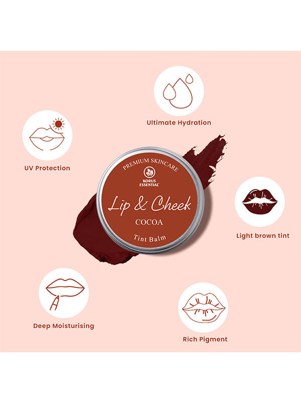 Korus Essential Cocoa Lip & Cheek Tint Balm - 8 Grams