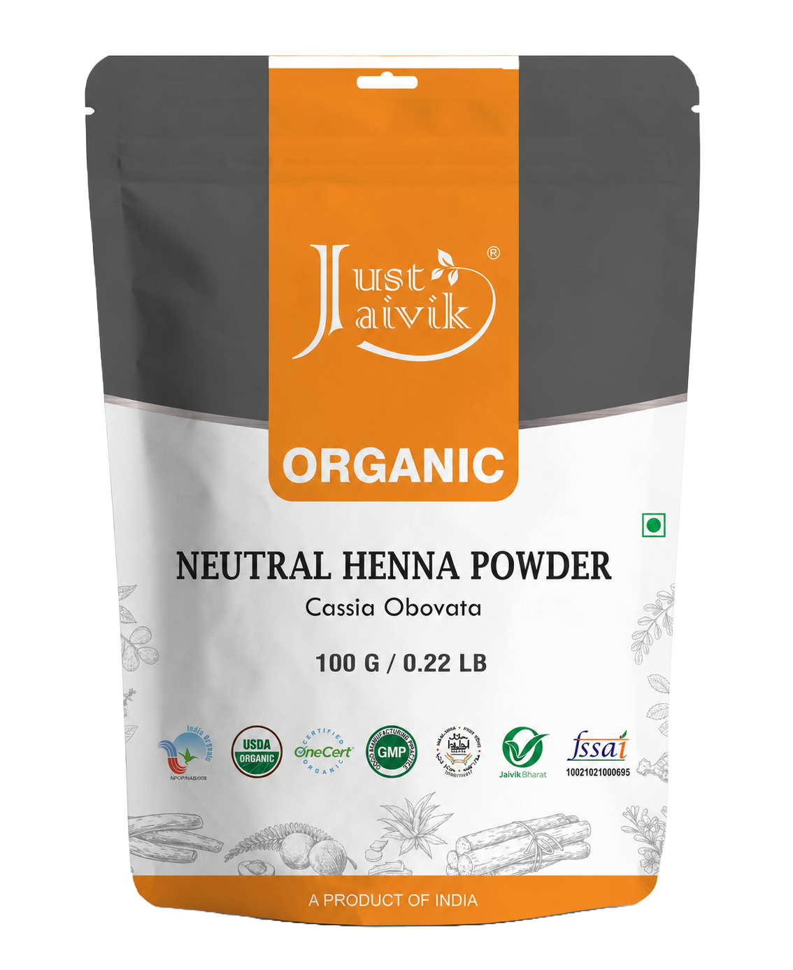 Just Jaivik Organic Neutral Henna Powder - 100gm