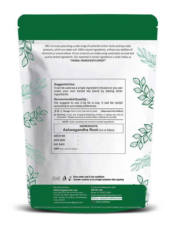 Ashwagandha Roots Cut & Sifted - 100gm | Herbal Tea Ingredient