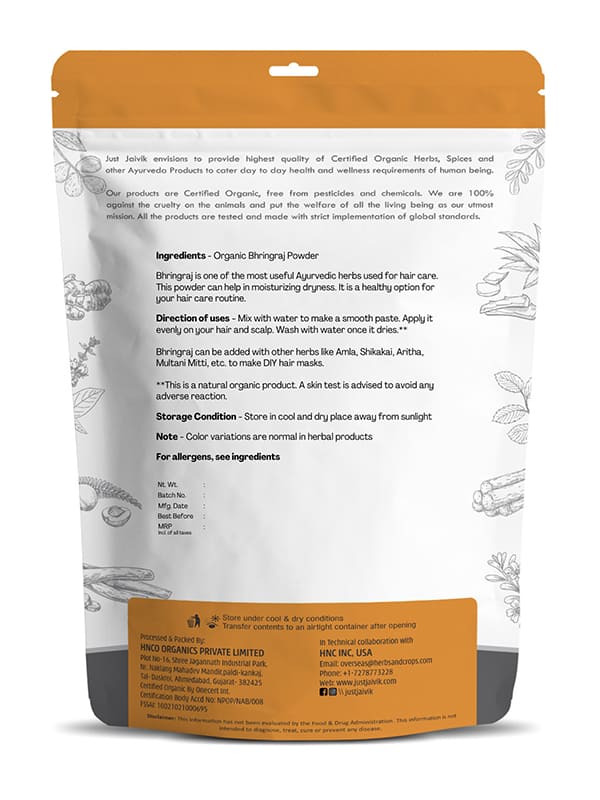 Just Jaivik Organic Bhringraj Powder - 100gm