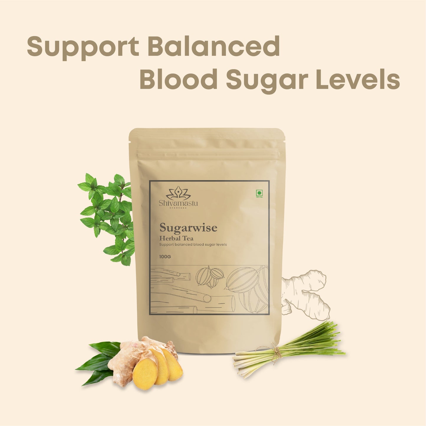 Sugarwise Herbal Tea - 100 gm By Shivamastu Ayurveda