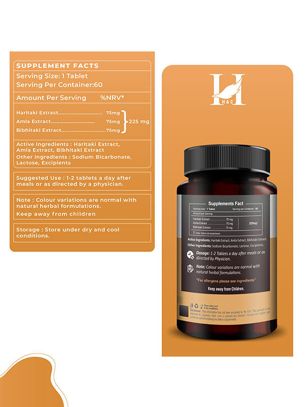 Triphala Extract Quick Dissolving Tablets - 60 count