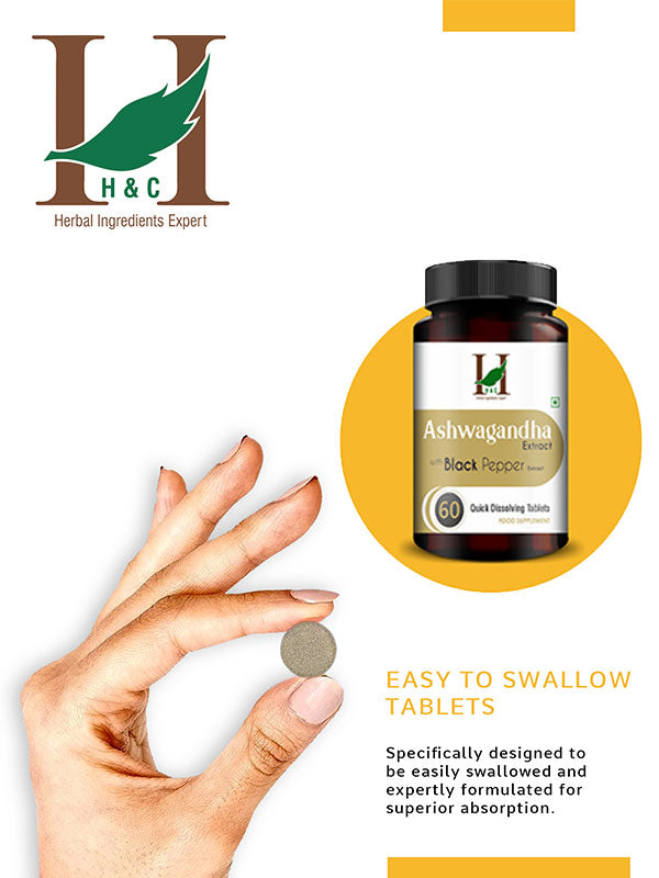 Ashwagandha Extract with Black Pepper Quick Dissolving Tablets - 60 count
