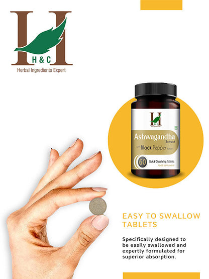 Ashwagandha Extract with Black Pepper Quick Dissolving Tablets - 60 count