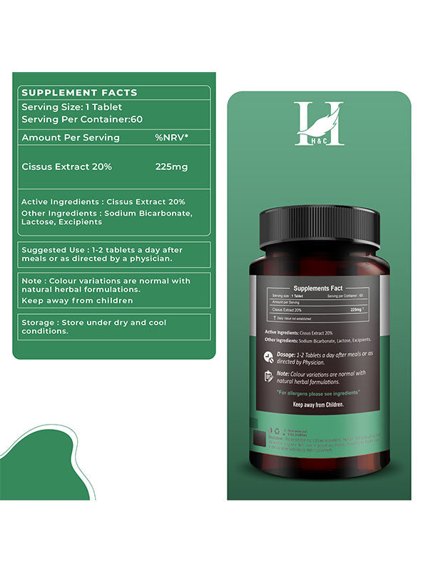 H&C Cissus Extract Quick Dissolving Tablets - 60 count