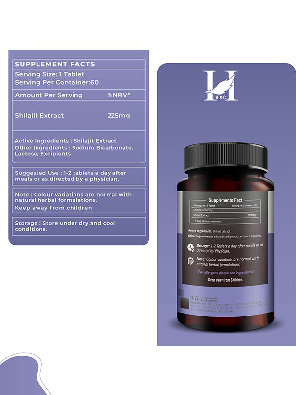 Shilajit Extract Quick Dissolving Tablets - 60 count